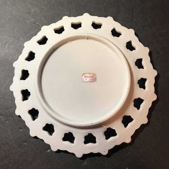 Vintage Norleans Japan Hand Painted Fruit Reticulated Plate Signed K .Fujita - Picture 2 of 10